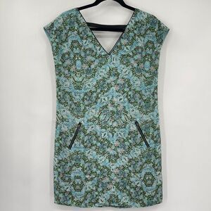 Maeve Anthropologie Women Dress Size 2 Green 100% Silk Lined Sheath Zip Pockets